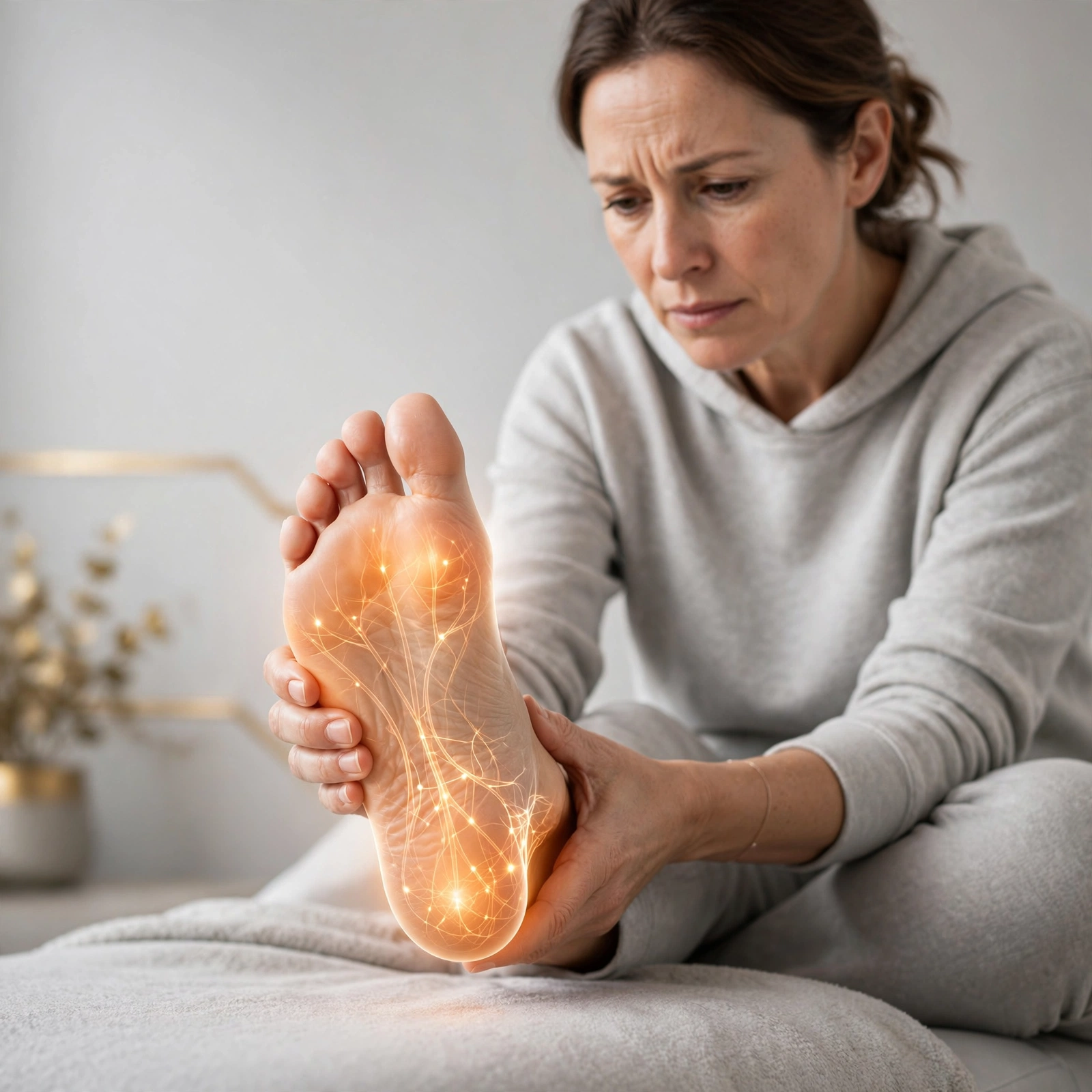 Ilustración educativa - Diabetic foot glow